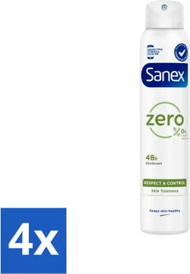 Immagine prodotto di Sanex Deodorante Spray - Zero% Pelle Normale - Senza additivi - 200 ml - Confezione risparmio - 4 pezzi
