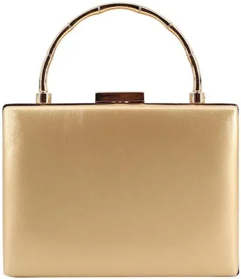 Image de Pochette de soirée dorée en similicuir brillant, pour femme, 13 cm
