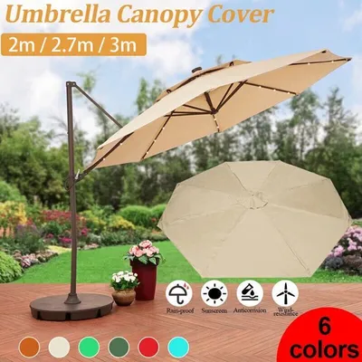 Produktbild von Topchances 2 m 6 Rippen Sonnenschirm Ersatz Baldachin Abdeckung Outdoor Markt Tisch Schirm Schirm Baldachin Anti-Ultraviolett Regenschirm Ersatz Stoff,Beige