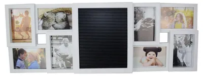 Produktbild von Fotorahmen für 8 Fotos in weiß mit Stecktafel und 144 Buchstaben