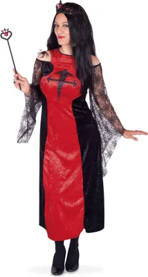 Produktbild von Dämonin Vampirin Kleid Rot Schwarz Gr. 42 Halloween Karneval Fasching Party