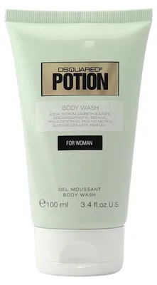 Duschgel DSQUARED² Potion für Damen in stilvoller Tube mit glänzendem Logoaufdruck und schlichter Gestaltung, 3.4 fl.oz.