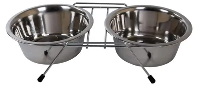 Image de BURI Station d'alimentation pour chiens Barre d'alimentation Ecuelle pour chien Ecuelle à eau Support de nourriture 2x16cm