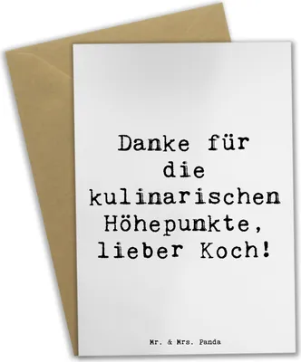 Produktbild von Mr. & Mrs. Panda Glückwunschkarte Spruch Koch Dankeschön - Weiß - Geschenk, Danke, Anerkennung, Grußkarten, hochzeitskarten, osterkarte, sagen, weihnachtskarten, Bedanken