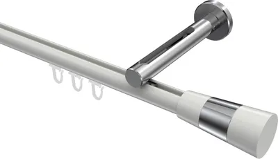 Produktbild von Interdeco Innenlaufstange / Gardinenstange mit Innenlauf Weiß / Chrom, Typ Siteno Tanara (Konus Bicolor), 20 mm Ø 1-läufig, 100 cm