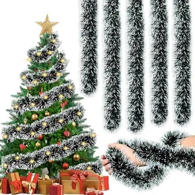 Produktbild von TINA 10M Tannengirlande mit Beleuchtung 100 LEDs, Weihnachtsgirlande mit Beleuchtung Treppe Outdoor, Tanne Girlande Weihnachten Deko, Tannengirlande Künstlich wie Echt Weihnachtsdeko