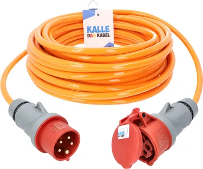 Produktbild von KALLE DAS KABEL CEE PUR Verlängerungskabel H07BQ-F 5G 2,5 mm² 10 Meter 400V 16A SIGNAL ORANGE Schutzart IP44 Kraftstrom Starkstrom Baustellenkabel Polyurethankabel PUR-Kabel
