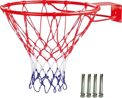 Produktbild von Relaxdays Basketballkorb Wandmontage, inkl. Netz & Dübel, outdoor geeignet, Ø: 45 cm, Basketballring Eisen, orange