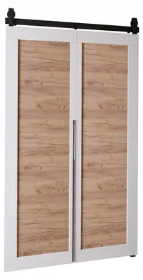 Produktbild von KierMoebel Schiebetür Komplettset QUDIO M1 Weiß + Craft 106x205x3,2 cm Wohnzimmer Schiebetür