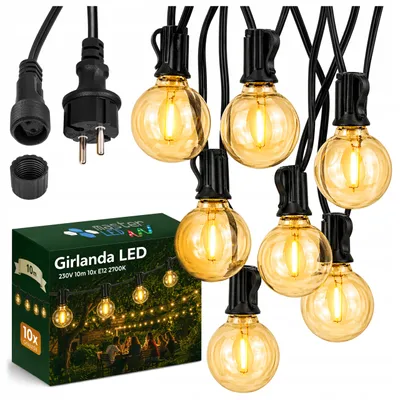 Produktbild von MasterLED LED Lichterkette außen 10 m, 10 x E12 G40, 2700K warmweiß, IP44, 230 V