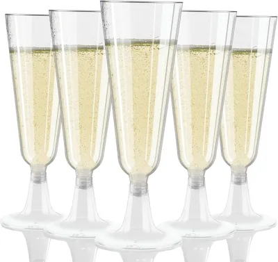 Plastik-Champagnerflöten, 150 ml, transparent, 50 Stück, bruchfest