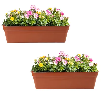 Zdjęcie produktu dla ZESTAW 2 DONICZEK BALKONOWYCH SKRZYNEK GLORIA 60x18 cm TERAKOTA NA BALKON TARAS