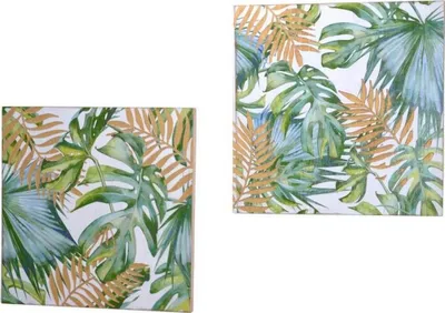 Produktbild von Wanddekoration "Blättermotiv" im 2er-Set aus Massivholz Tanne