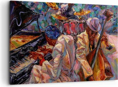 Produktbild von Bild auf Leinwand - Leinwandbild - Jazz Musik Band - 120x80cm - Wand Bild - Wanddeko - Wandbilder - Leinwanddruck - Bilder - Kunstdruck - Wanddekoration - Leinwand bilder - Wandkunst - AA120x80-3481