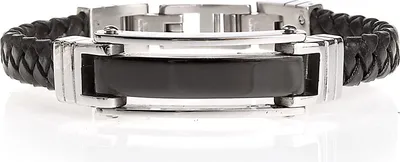 Produktbild von Karisma männer Lederarmband Schwarz Edelstahl Mit Back PVD SB7492-21cm