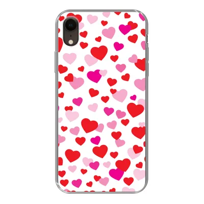 Produktbild von MuchoWow® Handyhülle Schutzhülle Hülle für iPhone XR Eine Illustration mit bunten Herzen Silikon Softcase Handy Hülle - Schutzdeckel