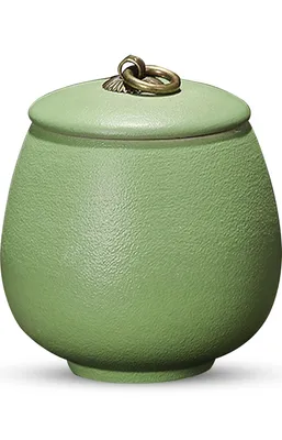 Image de Luxe Mini Urne 170 ML en céramique en vert mat - Pour les cendres humaines et animales - Urne décorative