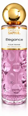 Productafbeelding van Saphir Parfums Elegance, damesparfum, 200 ml, navulbare flacon, vloeibare parfum, met tonen van zwarte bes, perzik, freesia en jasmijn