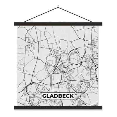 Produktbild von MuchoWow® Textilposter Deutschland - Karte - Gladbeck - Stadtplan 60x60 cm mit schwarzem Rahmen - Posteraufhänger