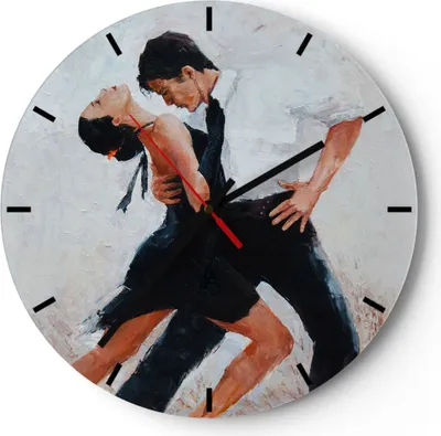 Produktbild von Wanduhr - Rund - Glasuhr - tanzen sie - 30x30cm - Schleichendes Uhrwerk - Lautlos - zum Aufhängen bereit - Dekoration Modern - Wanddekoration aus Glas - C3AR30x30-3771