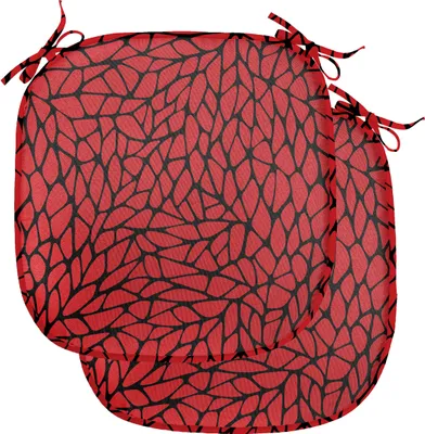 Produktbild von ABAKUHAUS Rot und Schwarz Polster für Esszimmerstühle, Zusammenfassung Grid, Dekoratives wasserfestes Kissen mit Riemen für Küchensitze, 40 cm x 40 cm-2er Pack, Schwarz Rot