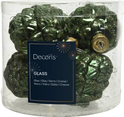 Produktbild von 6er-Set grüne Christbaumkugeln 5x7cm Deko-Anhänger aus Glas