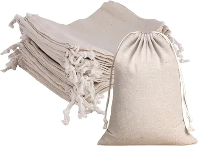 Imagen del producto de Bolsas de algodón con cordón, de 15x20 cm, paquete de 24 unidades, reutilizables para regalos