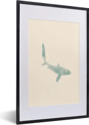 Produktbild von MuchoWow® MuchoWow® Gerahmtes Poster Fische - Tiere - Aquarell - Pastell 40x60 cm - Poster mit zchwarzem Bilderrahmen - Poster in Rahmen