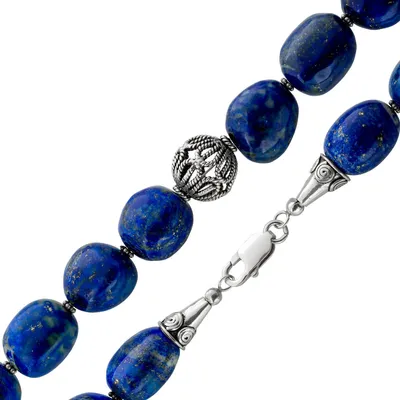 Produktbild von Lapislazuli Kette blaue Edelsteine Silber 925 Antikschmuck 51