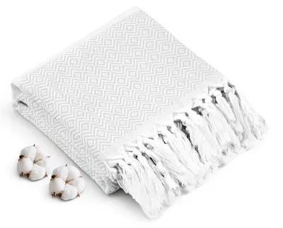 Immagine prodotto di Asciugamano da hammam, 180x100 cm, 100% cotone, bianco, altamente assorbente, ad asciugatura rapida