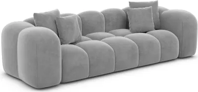 Produktbild von Samtstoff 3-Sitzer Couch Valora Hellgrau