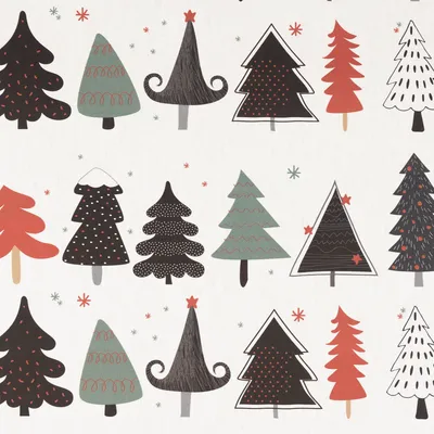 Produktbild von Dekostoff Meterware Baumwolle Tannenbaum ecru schwarz rot 1,40m