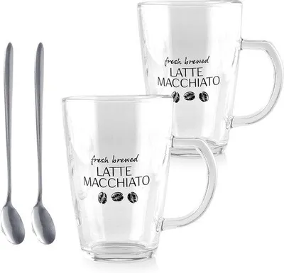 Obrázek produktu pro Sada dvou sklenic na latte macchiato o objemu 300 ml, s uchyty – ideální pro teplé i studené nápoje