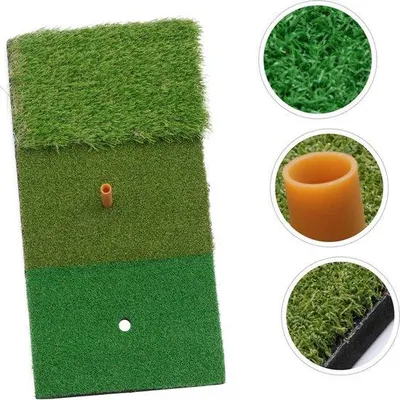 Produktbild von Famanu Golfmat für Indoor- und Outdoor-Golftraining - Grün - Kurz- und Langgras - 150 x 30 cm