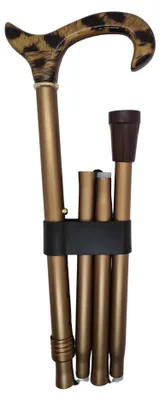 Produktbild von Faltstock Tigeroptik mit Derbygriff – Gehstock faltbar, höhenverstellbar 86–96 cm, bis 100 kg