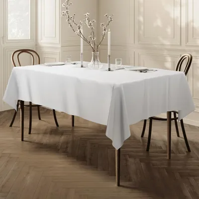 Tischdecke rechteckig 150x250 cm Polyester weiß pflegeleicht