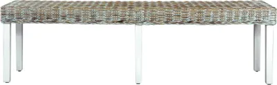 Produktbild von vidaXL Sitzbank 160 cm Weiß Natur Kubu-Rattan und Massivholz Mango