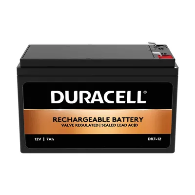 Produktbild von Duracell DR7-12 12V 7Ah Bleiakku AGM VRLA – Wiederaufladbare SLA Batterie – 6–8 Jahre Lebensdauer – Ersatz für APC RBC17 NP7-12 – USV, Alarmanlage