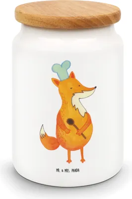 Produktbild von Mr. & Mrs. Panda Frischhaltedose Fuchs Koch - Weiß - Geschenk, Chefkoch, Keksdose, behälter, Teedose, Hungrig, Bäcker, Dose, Kaffeedose