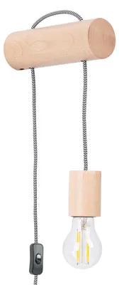 Image de Applique NIMBI E27 avec interrupteur 1xE27 15W bois 55x19x6cm Sollux Lighting