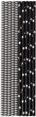 Produktbild von 500  Stohhalme Papier Trinkhalme 20 cm x Ø 6 mm Black & White
