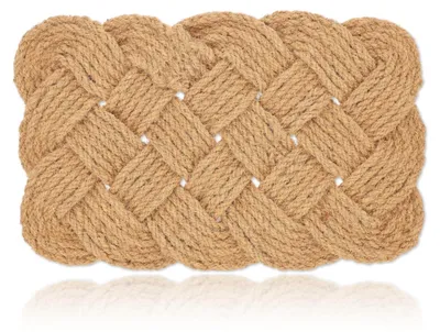 Obrázok produktu pre Relaxdays kokosová rohož, vzor s uzlíkmi, rohožka 75 x 45 cm, ručne vyrobená, obojstranná, rohožka pred dvere, prírodná, Obrázok generovaný UI