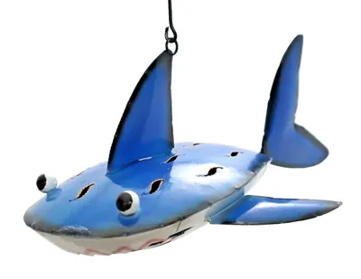 Produktbild von Deko Hänger Metall Haifisch Hai Fisch Zierfisch Maritim Hängedeko Skulptur Figur