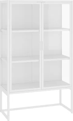 Obrázok produktu pre vidaXL Highboard White 80x35x135 cm Oceľ a tvrdené sklo