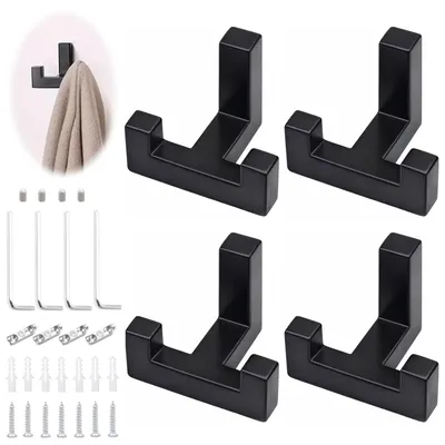 Produktbild von Wandhaken Metall schwarz, doppelte Haken, 4 Stück, für Akustikpaneele