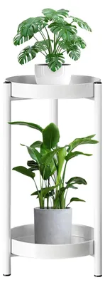 Produktbild von Pflanzenständer 60 cm hoch - Metall Blumentopfhalter - 2 Etagen - Rostfrei - Langlebig - Geeignet für Innen/Außen - Blumentopfständer