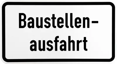 Produktbild von ORIGINAL Verkehrsschild Nr. 1007-33 Baustellenausfahrt nach StVO und RAL-Gütebedingungen Verkehrszeichen Schild Straßenschild Zusatzschild Straßenschilder Straßenzeichen Straße Baustellenfahrzeuge