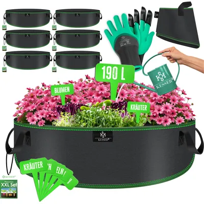 Produktbild von KESSER® Pflanzsack aus Vlies mit Namensschildern, Sichtfenster & Griffen – ideal für Gemüse, Blumen & Obst
