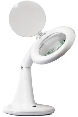 Vergrößerungsglas mit LED-Lampe und Ständer, 2 Dioptrien, Weiß