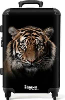 Produktbild von NoBoringSuitcases.com Koffer Mittelgroß 67x43x25 cm, Tiere auf schwarzem Hintergrund: Tiger, 60L